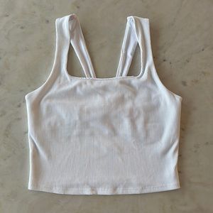 Alosoft Ribbed Chic Bra Tank - White